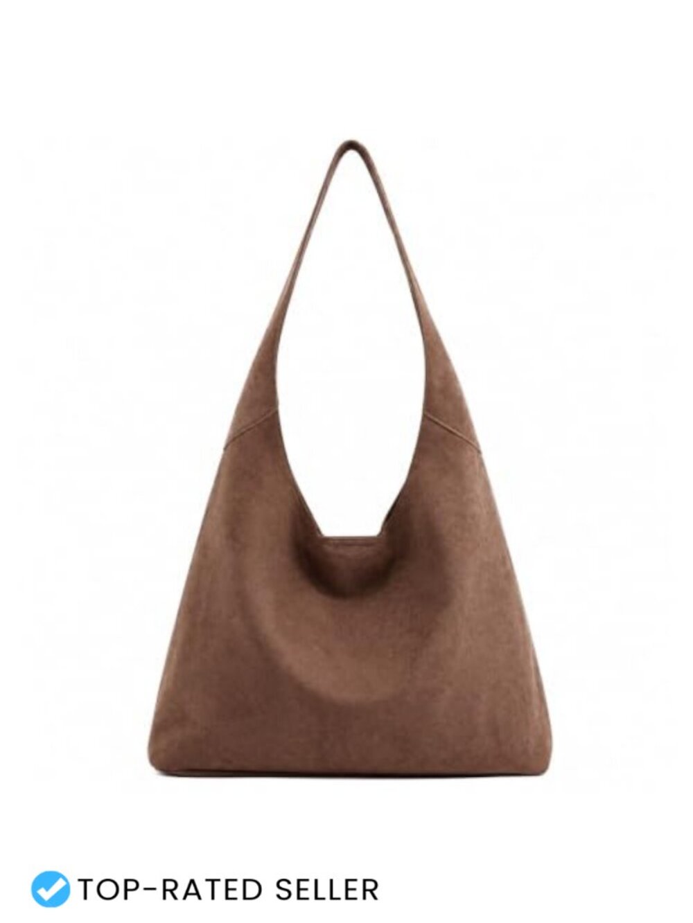 Large Suede Hobo Shoulder Bag Vegan Faux Leather Everyday Purse